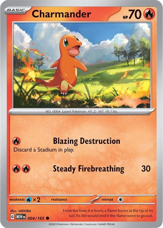 Charmander Reverse Holo 004/165 Scarlet & Violet 151 Pokémon Raw