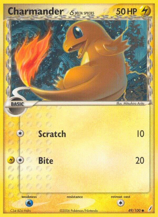 Charmander δ  Delta Species 49/100 EX Crystal guardians Pokémon Raw