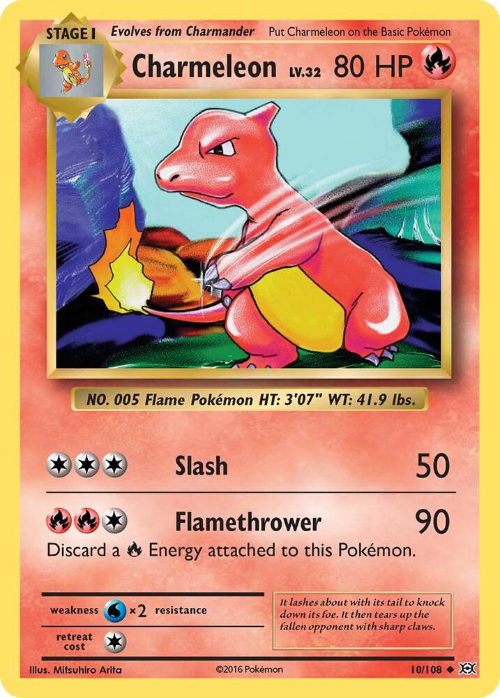 Charmeleon Reverse Holo 10/102 Pokémon XY Evolutions Raw