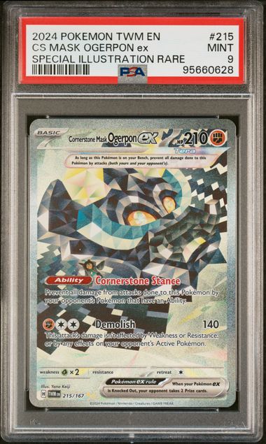 Cornerstone Mask Ogerpon EX 215/167 Twilight Masquerade ONE PIECE! PSA Graded