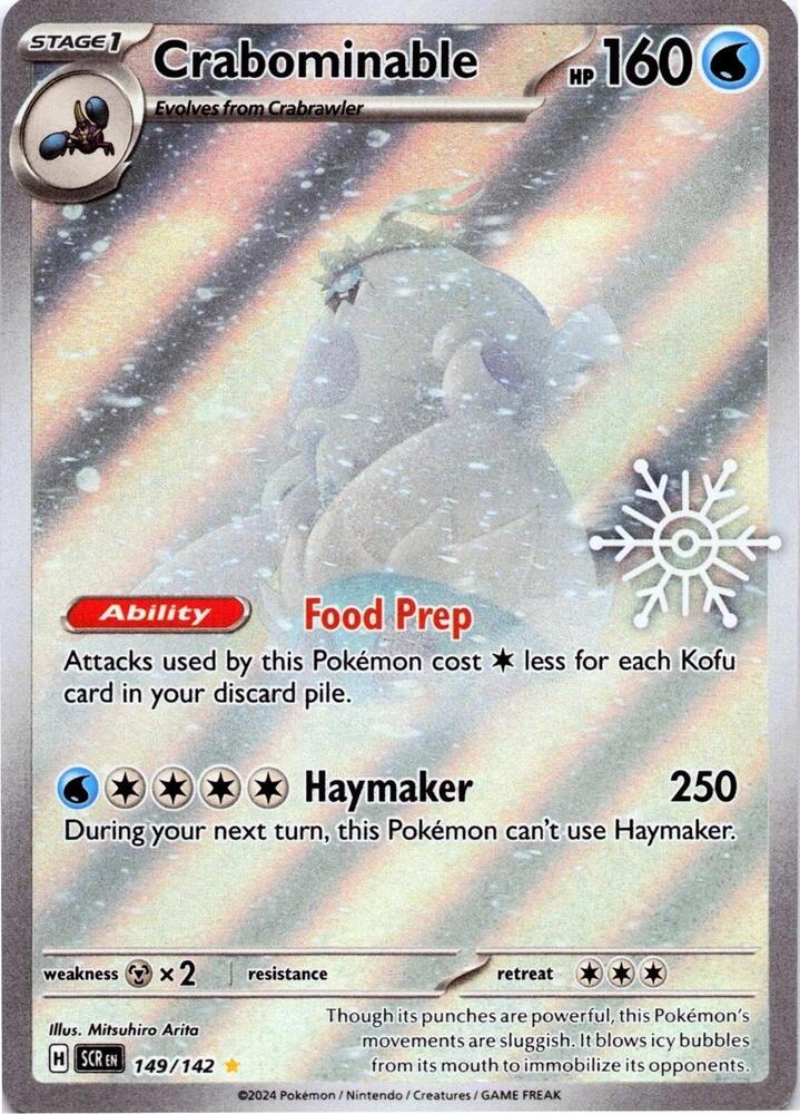 Crabominable 149/142 Pokémon Stellar Crown 2024 Holiday Stamp Raw