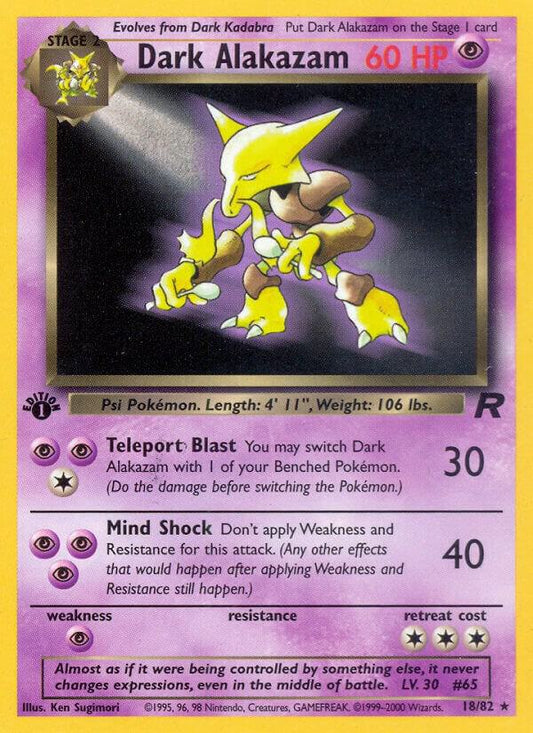 Dark Alakazam 18/82 Pokémon Team Rocket Raw