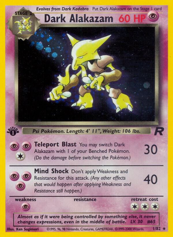 Dark Alakazam Holo 01/82 Pokémon Team Rocket Raw