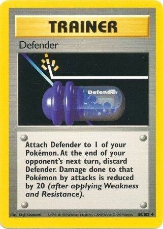 Defender 80/102 Pokémon Base Set Unlimited Raw