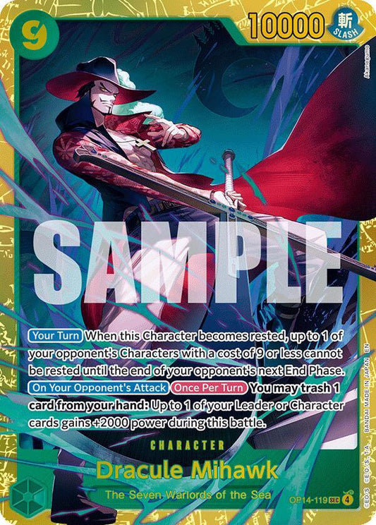 Dracule Mihawk SEC OP14-119 The Azure Sea's Seven ONE PIECE!