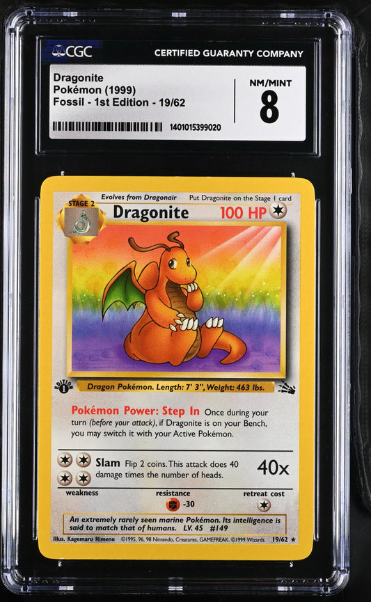 Dragonite 19/62 1st Edition Base Set Fossil Pokémon CGC Graded