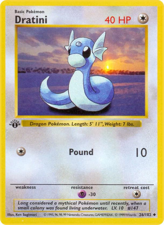 Dratini 26/102 Pokémon Base Set Shadowless Raw