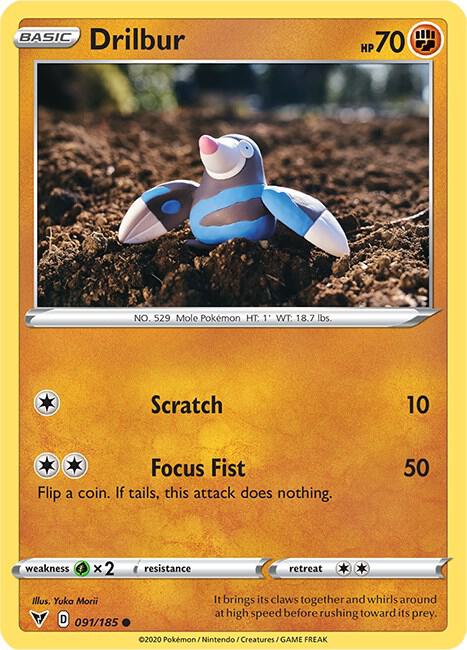 Drilbur 091/185 Sword & Shield Vivid Volttage Pokémon Raw