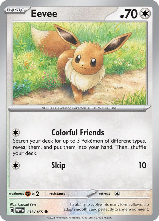 Eevee Reverse Holo 133/165 Scarlet & Violet 151 Pokémon Raw