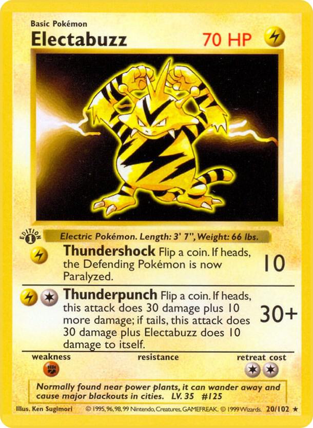 Electabuzz 20/102 Pokémon Base Set Shadowless Raw