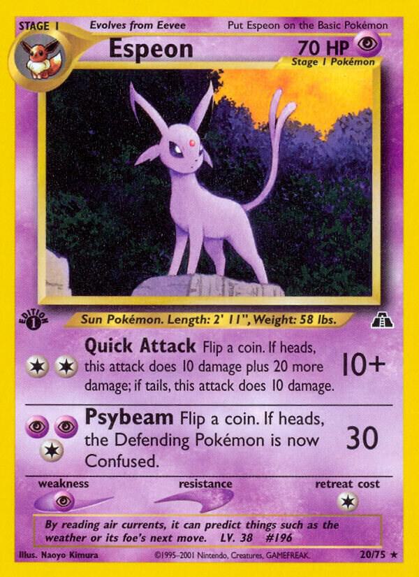 Espeon 20/75 Pokémon Neo Discovery Raw
