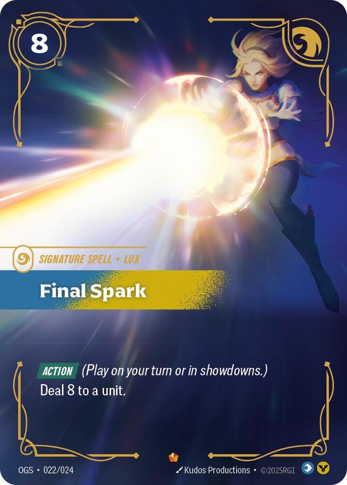 Final Spark 022/024 League of Legends Riftbound Origins: Proving Grounds Raw