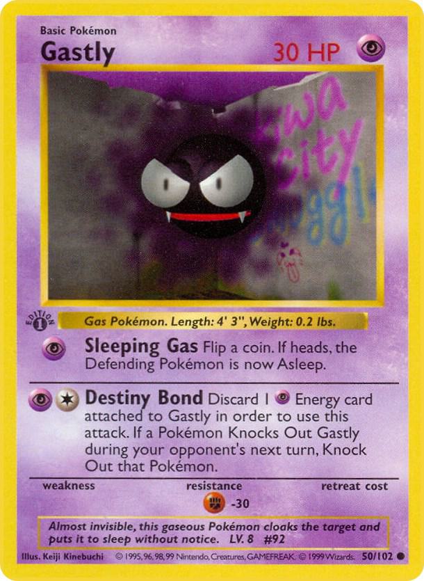 Gastly 50/102 Pokémon Base Set Shadowless Raw