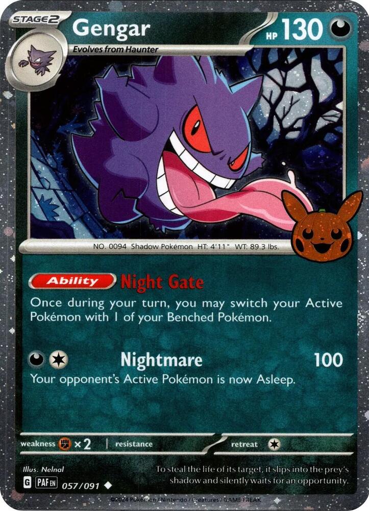 Gengar Cosmos Holo 57/91  Pokémon 2024 Trick or Trade Stamped Card Raw