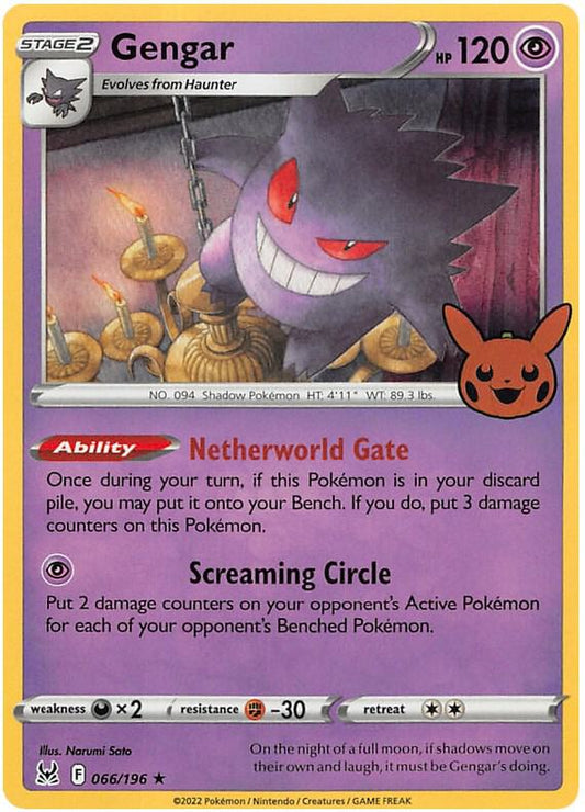 Gengar Holo 66/196  Pokémon 2023 Trick or Trade Stamped Card Raw