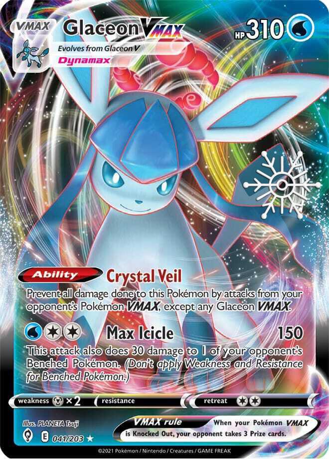 Glaceon VMax 41/203 Holiday Stamp Pokémon Evolving Skies Raw