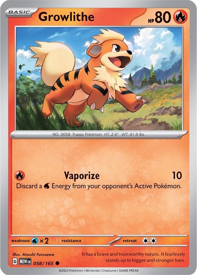 Growlithe Reverse Holo 058/165 Scarlet & Violet 151 Pokémon Raw