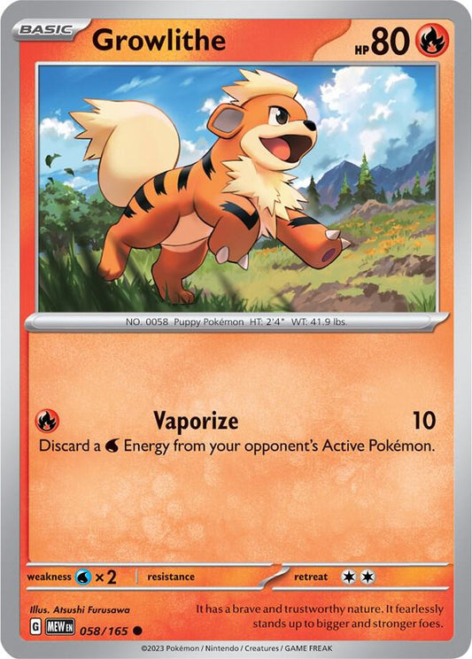 Growlithe Reverse Holo 058/165 Scarlet & Violet 151 Pokémon Raw
