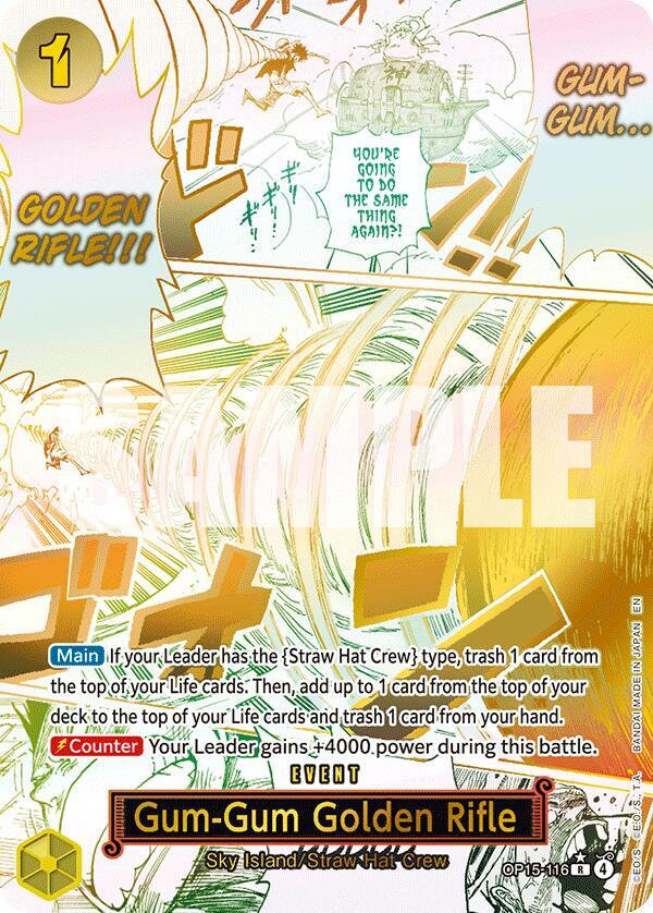 Gum-gum Golden Rifle AA OP15-116 Adventures on Kami's Island ONE PIECE!  Raw