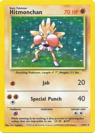 Hitmonchan 7/102 Pokémon Base Set Unlimited Raw