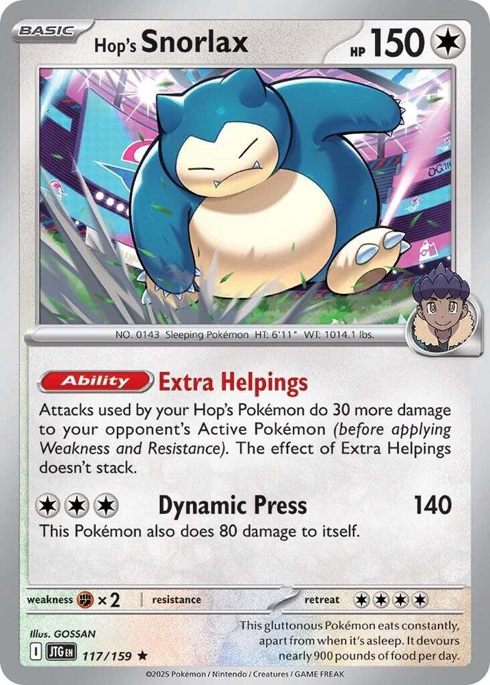 Hop's Snorlax Holo 117/182 Pokémon Journey Together Raw
