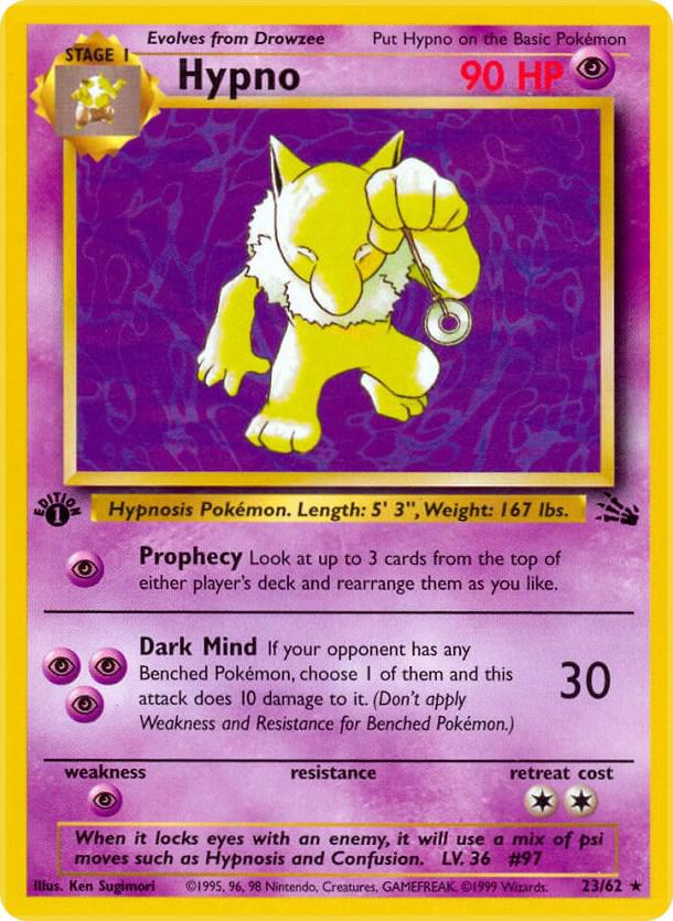 Hypno 23/62 Pokémon Base Set Fossil Raw