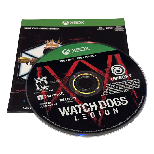 Watch Dogs: Legion Xbox One & Xbox Series X Loose Disc & Codes