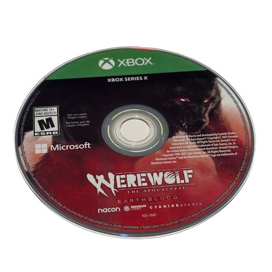 Werewolf of The Apocalypse Earthblood Xbox Series X Loose Disc