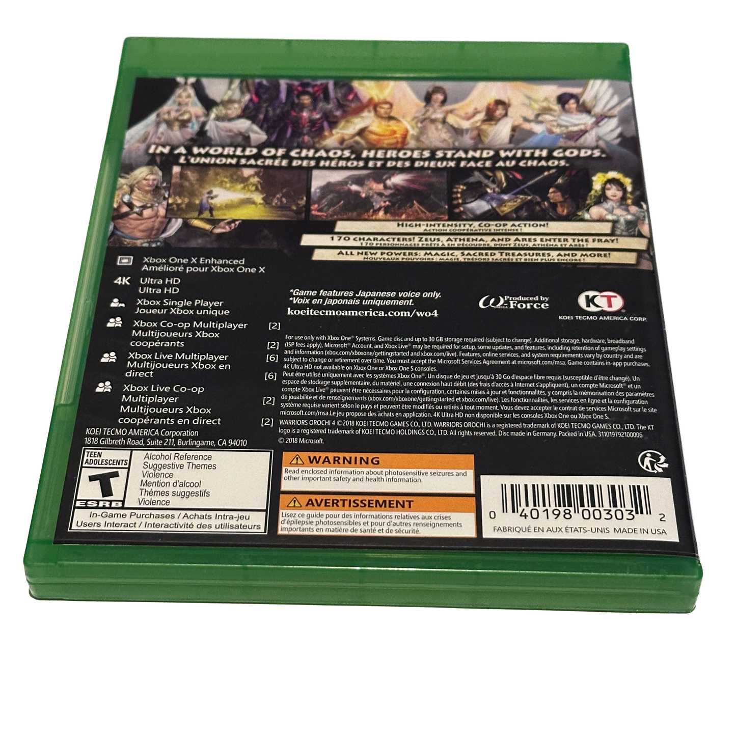 Warriors Orochi 4 Xbox One Complete in Box