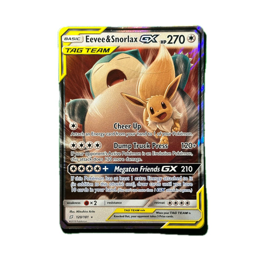 Eevee & Snorlax GX Tag Team 120/181 Pokémon Team Up Moderate Play (Creased)