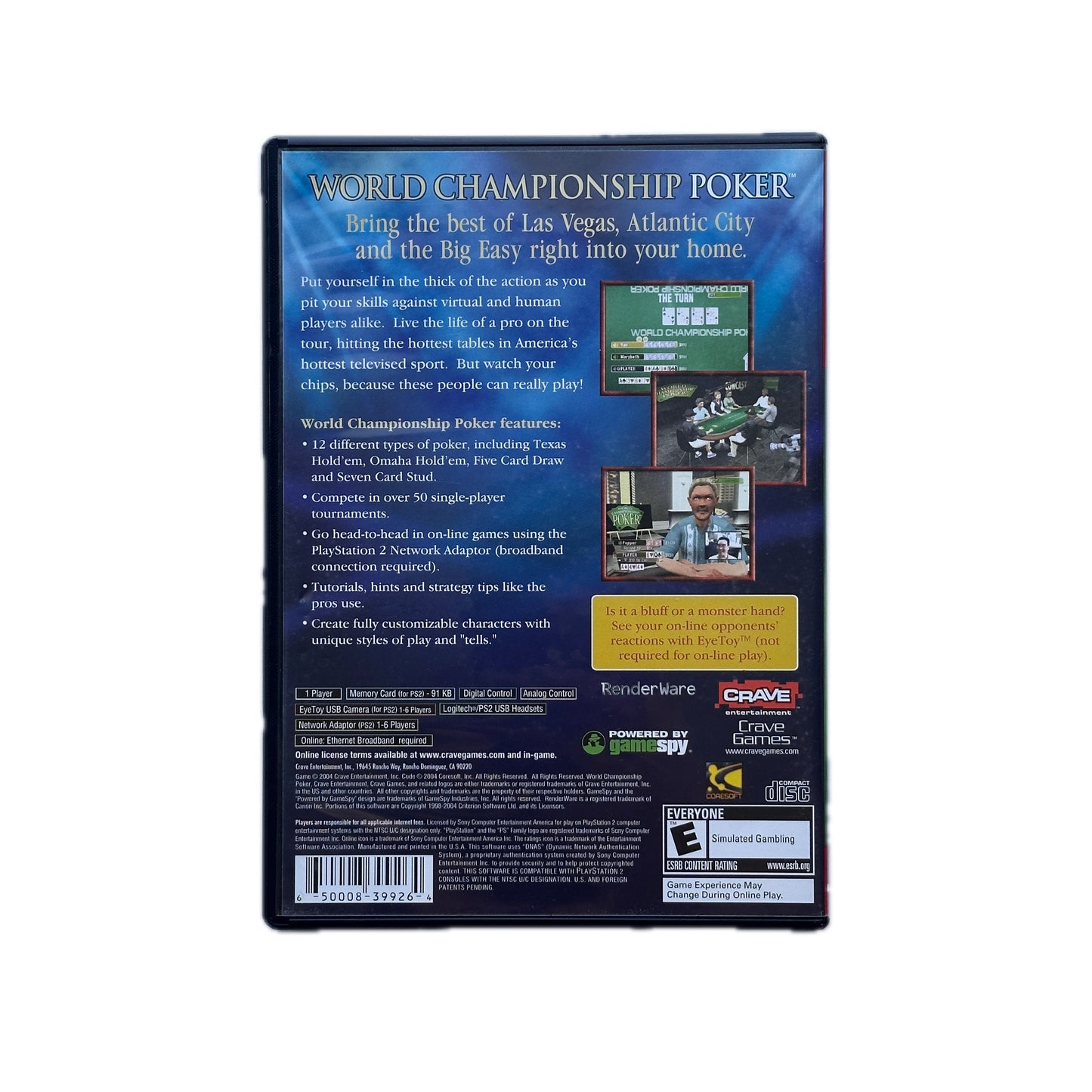 World Championship Poker Greatest Hits PS2 Playstation 2 in Box