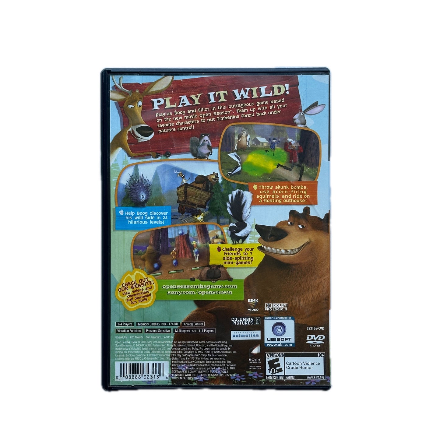 DVD case with animal illustrations and text on a white background