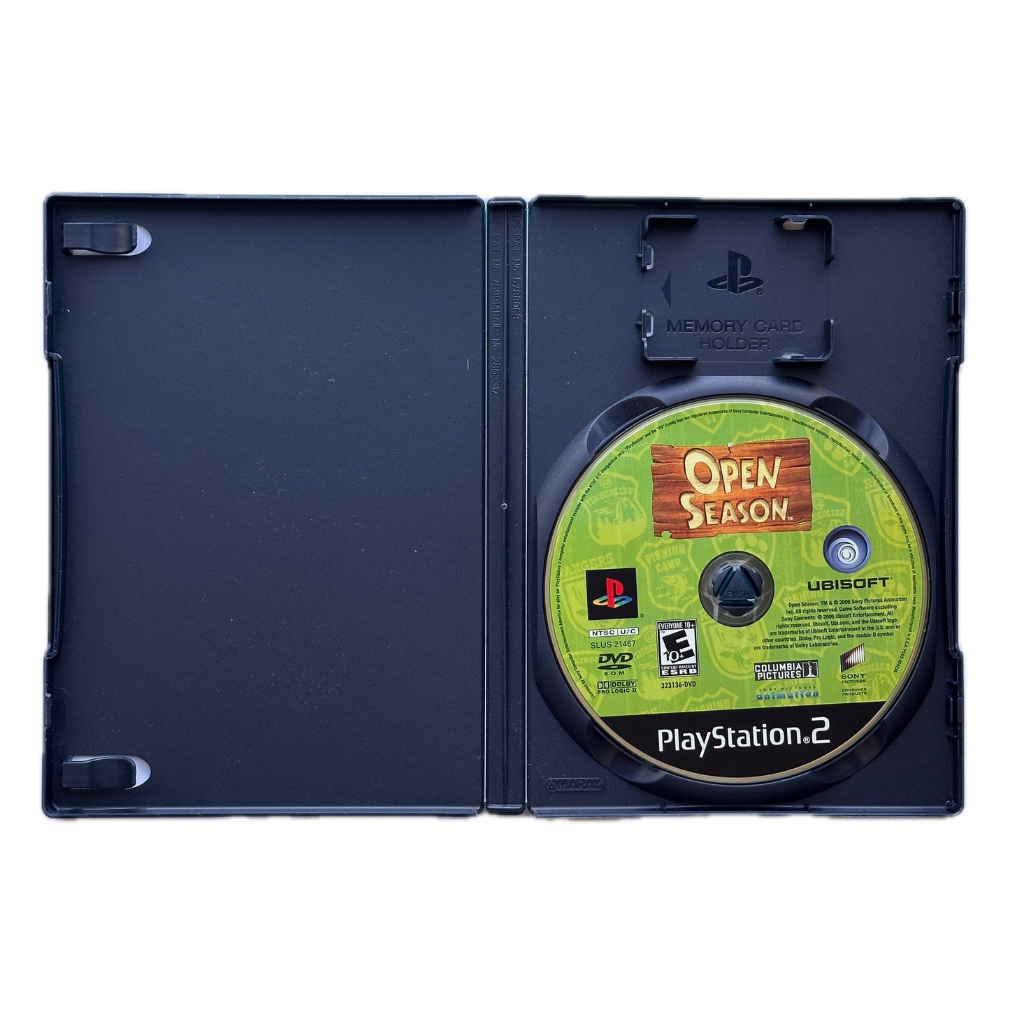 PlayStation 2 game case with 'Open Season' disc on a white background