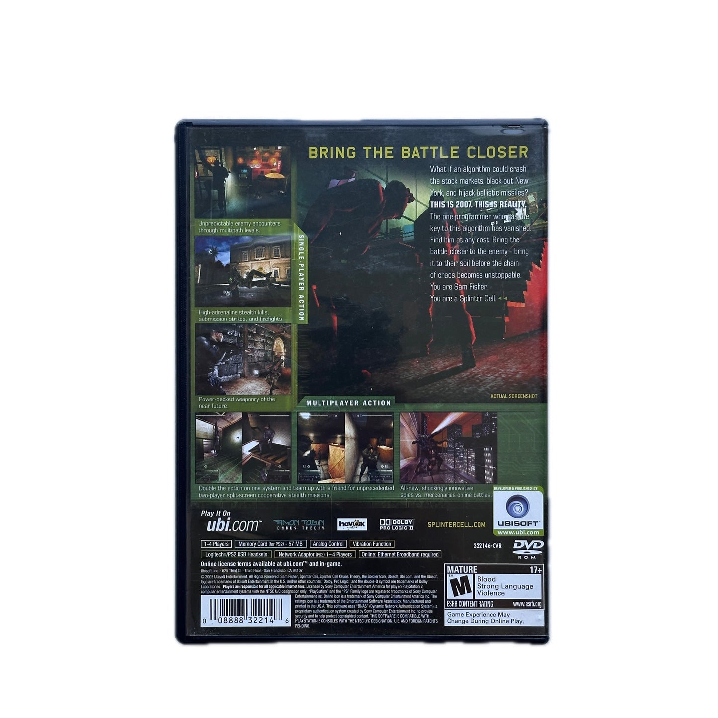 Game DVD case with action scenes and text on a white background