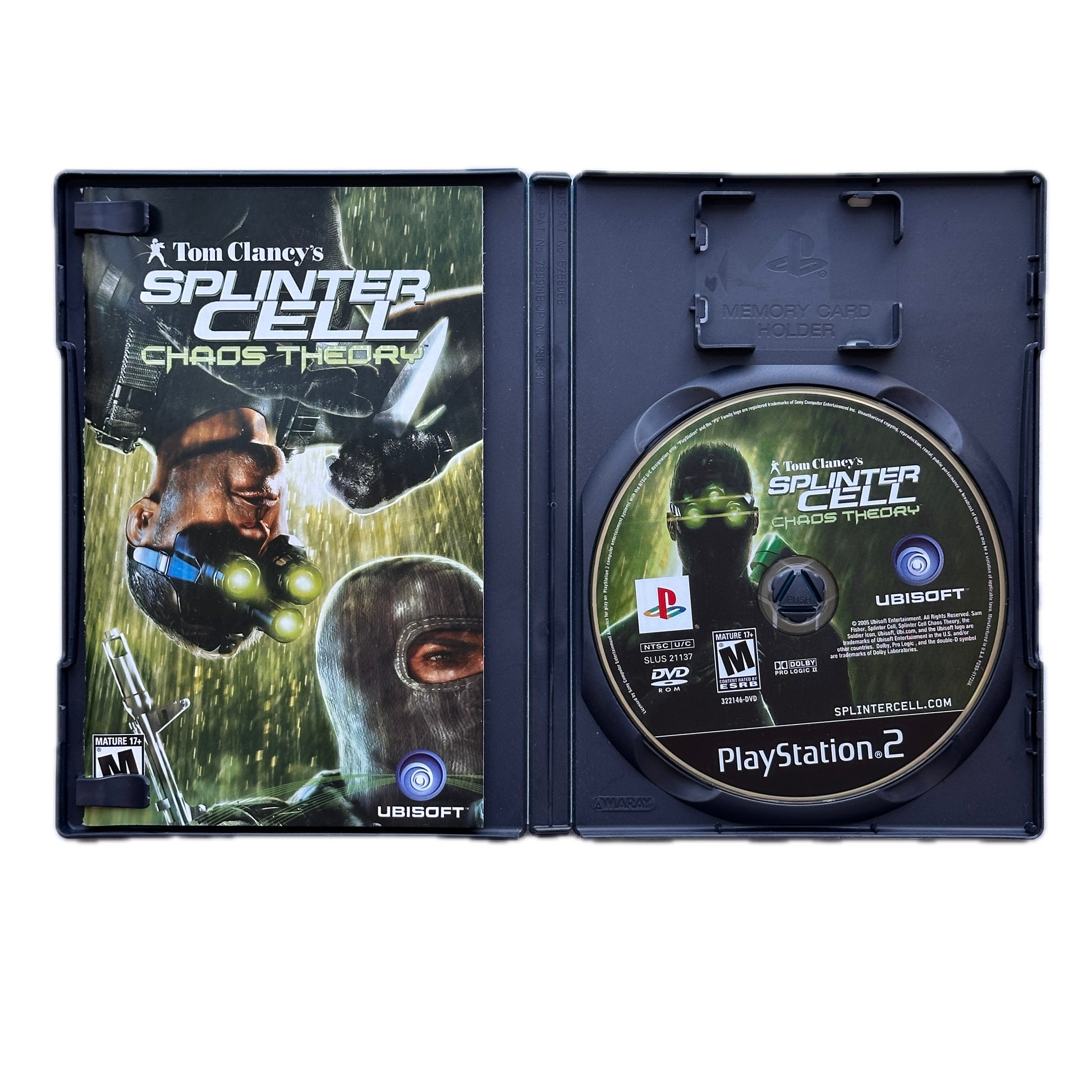 Tom Clancy's Splinter Cell Chaos Theory game case for PlayStation 2 on a white background
