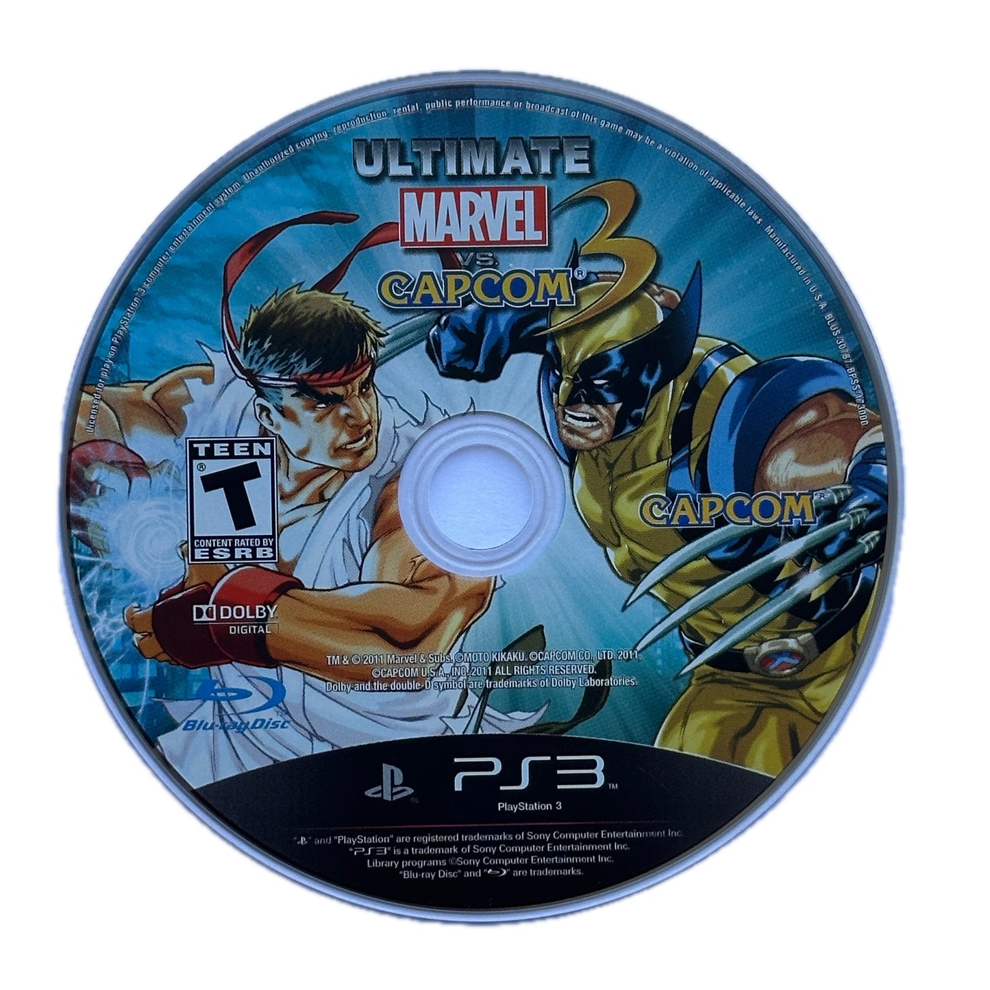 Ultimate Marvel VS Capcom 3 PS3 Playstation 3 Loose Disc