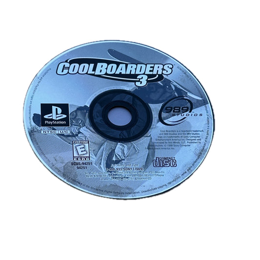 Cool Boarders 3 PS1 Playstation 1 Loose Disc