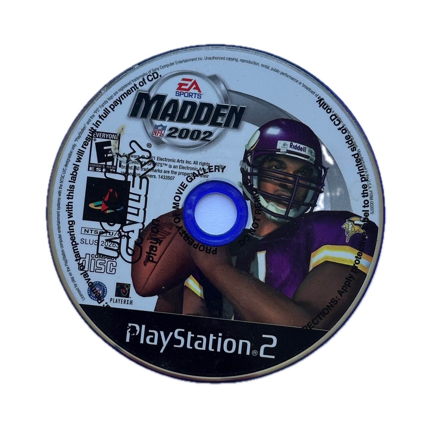 Madden NFL 2002 Movie Gallery Rental PS1 Playstation 1 Loose Disc