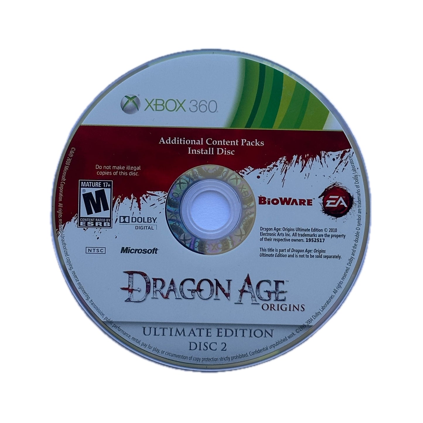 Dragon Age Origins Awakening XBox 360 Loose Disc(s)