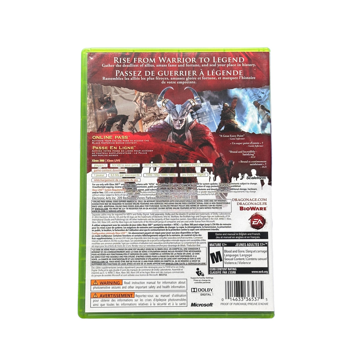 Dragon Age II XBox 360 Complete In Box