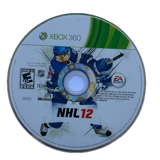 NHL 12 XBox 360 Loose Disc