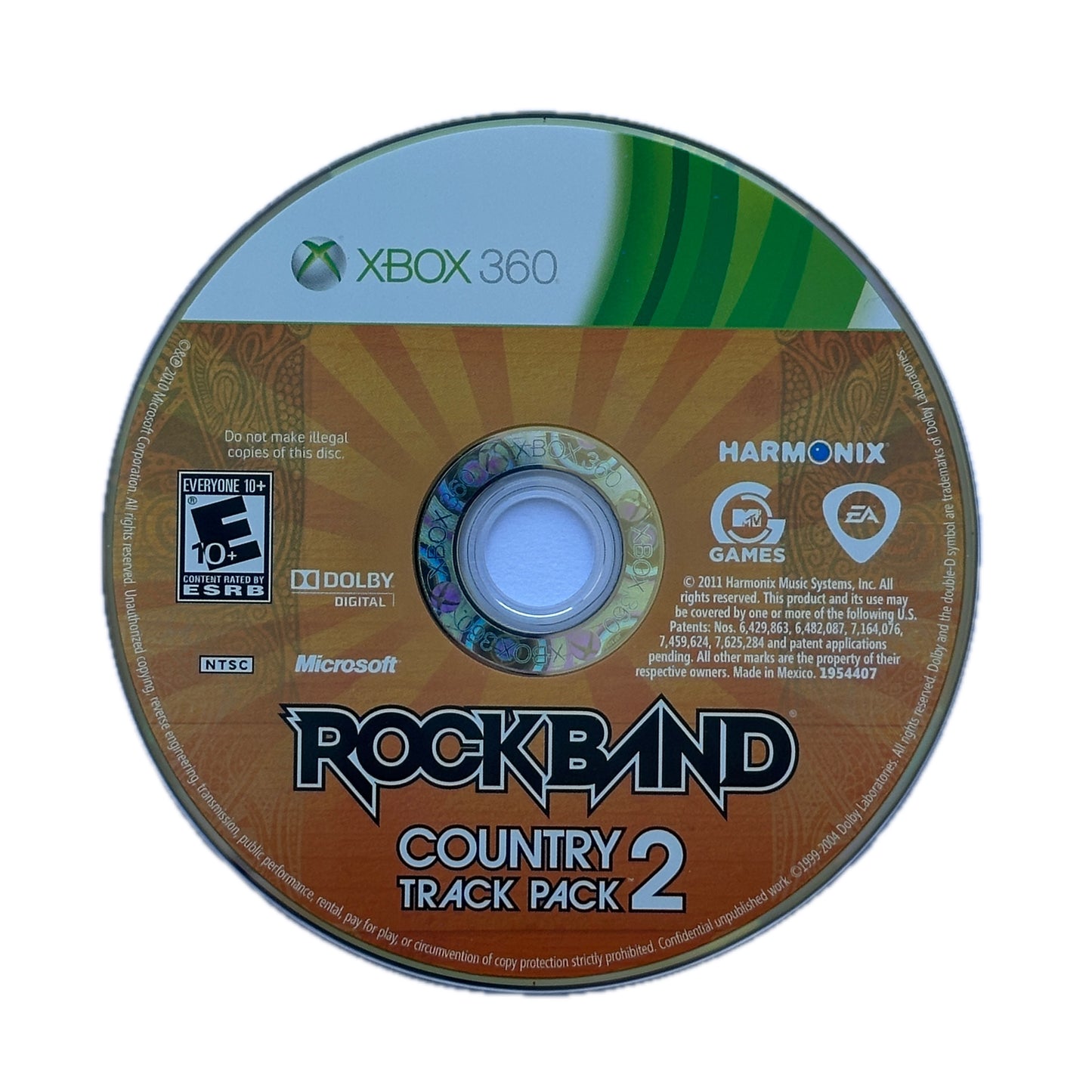 Rock Band Country Track Pack 2 Xbox 360 Loose Disc