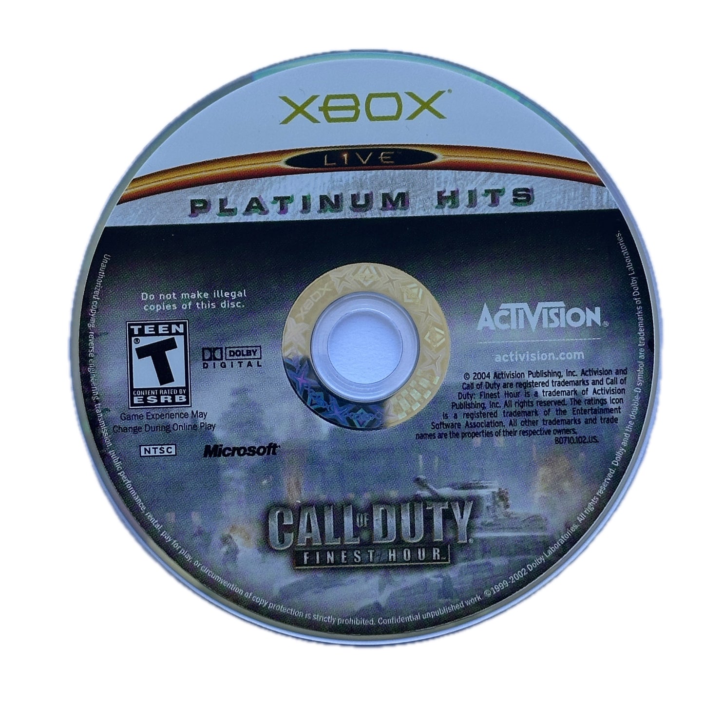 Call of Duty Finest Hour Platinum Hits Xbox Loose Disc