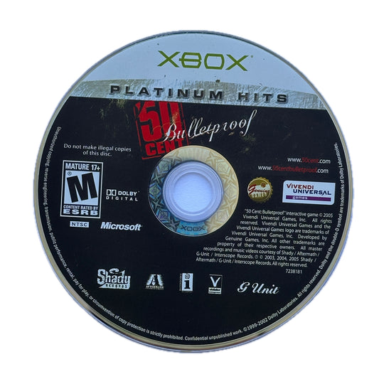 50 Cent Bulletproof Platinum Hits Xbox Loose Disc