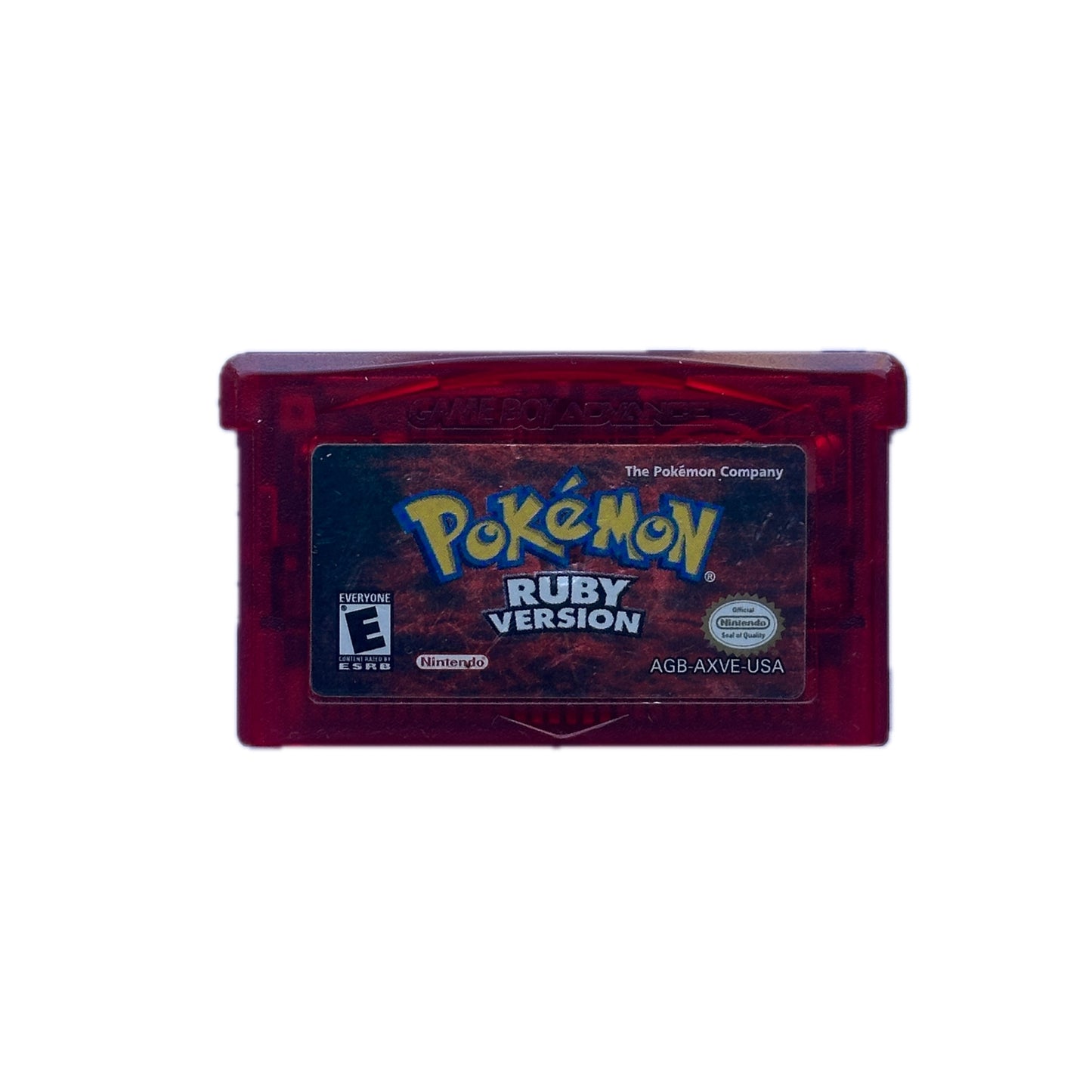 Pokémon Ruby Version game cartridge on a white background