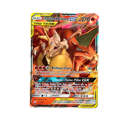 Charizard & Braixen GX 22/236 Pokémon Cosmic Eclipse Raw Unplayed