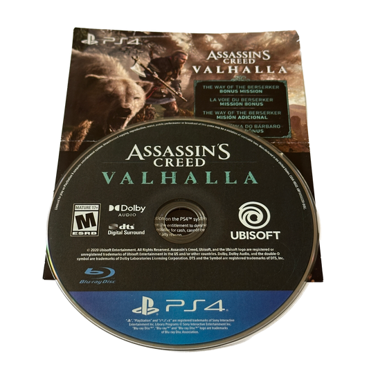 Assassins Creed Valhalla Loose Disc & Codes