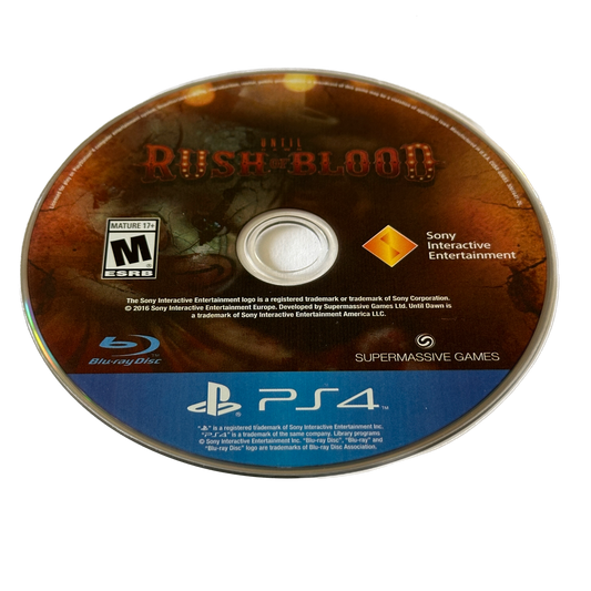 Until Dawn: Rush of Blood Sony PS4 Playstation 4 Loose Disc