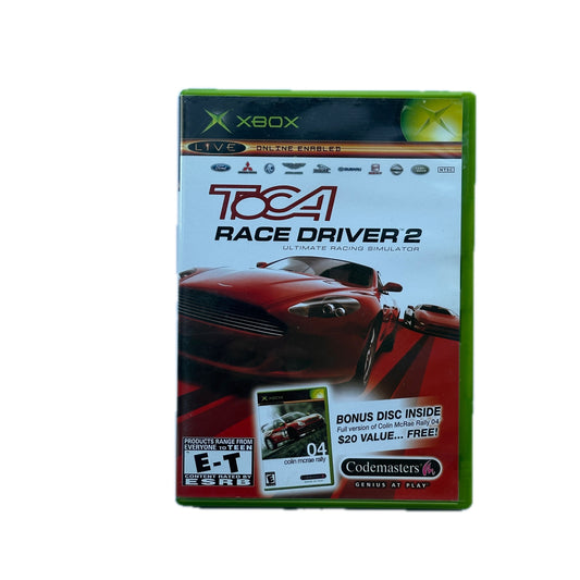Toca Race Driver 2 game case for Xbox on a white background