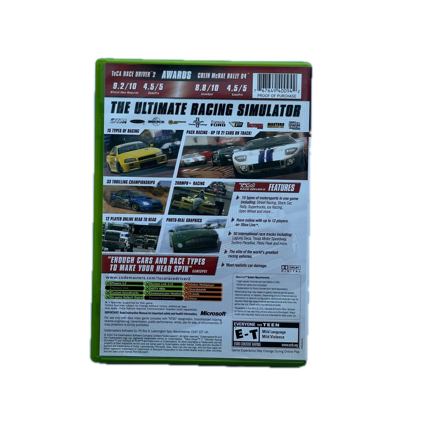 Video game case for 'The Ultimate Racing Simulator' on a white background